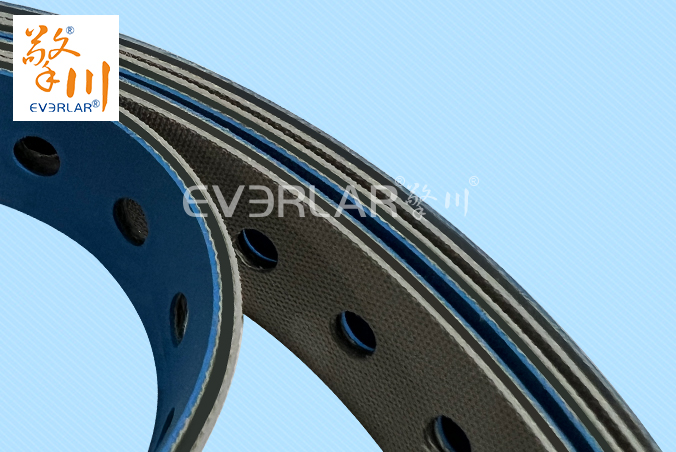 藍灰片基帶加打孔耐磨抗拉伸印刷紡織生產(chǎn)線紙張布料元件傳送平皮帶