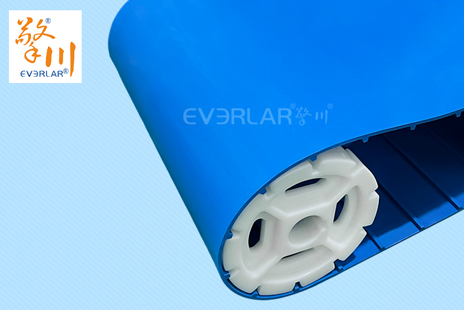 藍色TPU食品級易潔帶加導條防霉抗菌水果蔬菜加工輸送帶廠家定制