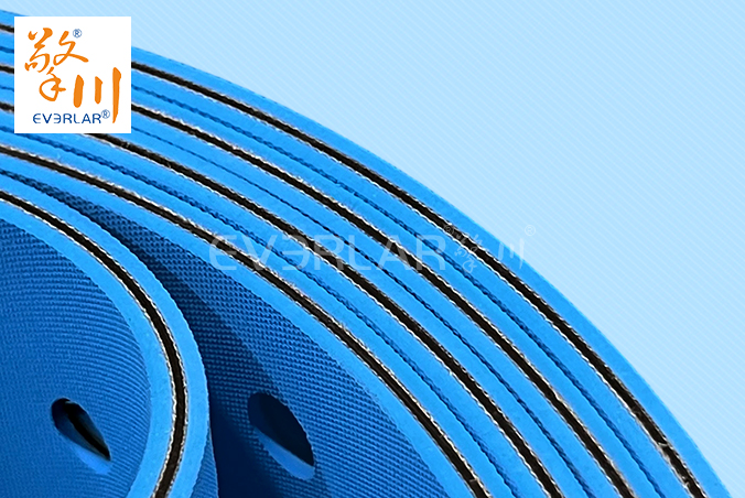 藍色片基帶打孔低噪音耐磨紡織印刷糊盒機皮帶尼龍平面?zhèn)鲃訋? action=