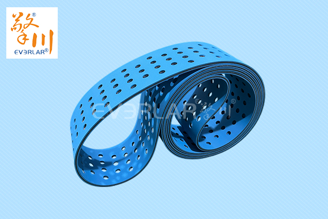 藍色片基帶打孔低噪音耐磨紡織印刷糊盒機皮帶尼龍平面?zhèn)鲃訋? action=