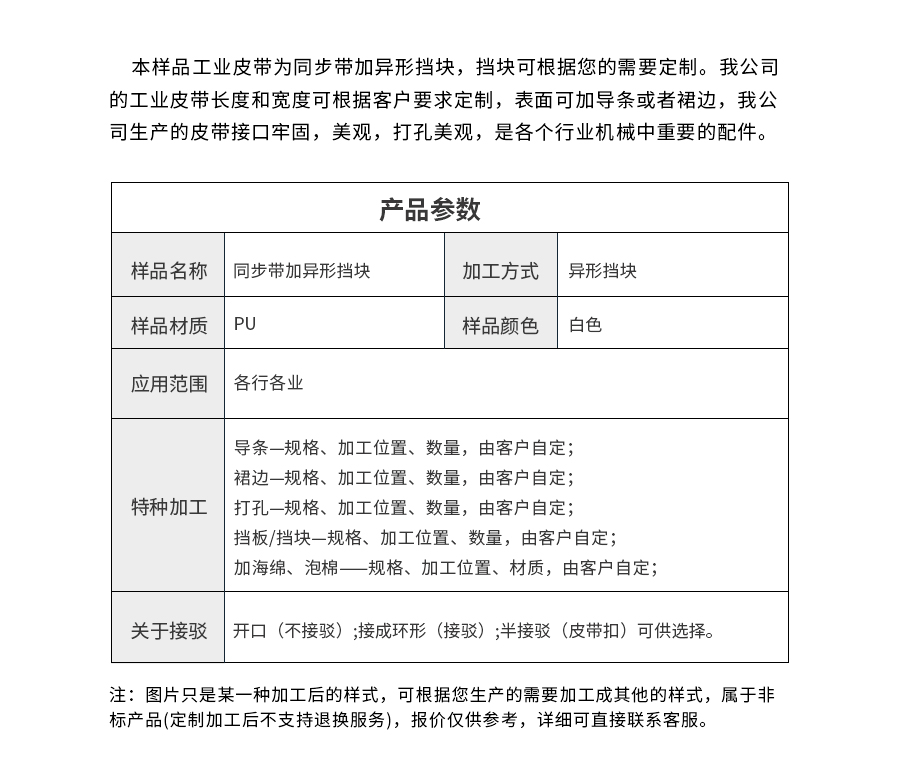 加擋塊PU同步帶 加擋塊PU同步帶